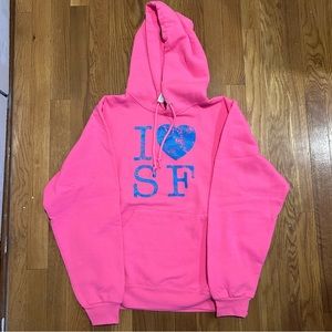 I Heart SF san francisco I love SF neon pink and blue hoodie sweatshirt pullover